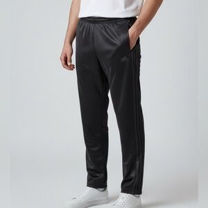 Adidas Athletic Pants Mens XL Black Gray Track Training 3 Stripes Zipper Hem‎